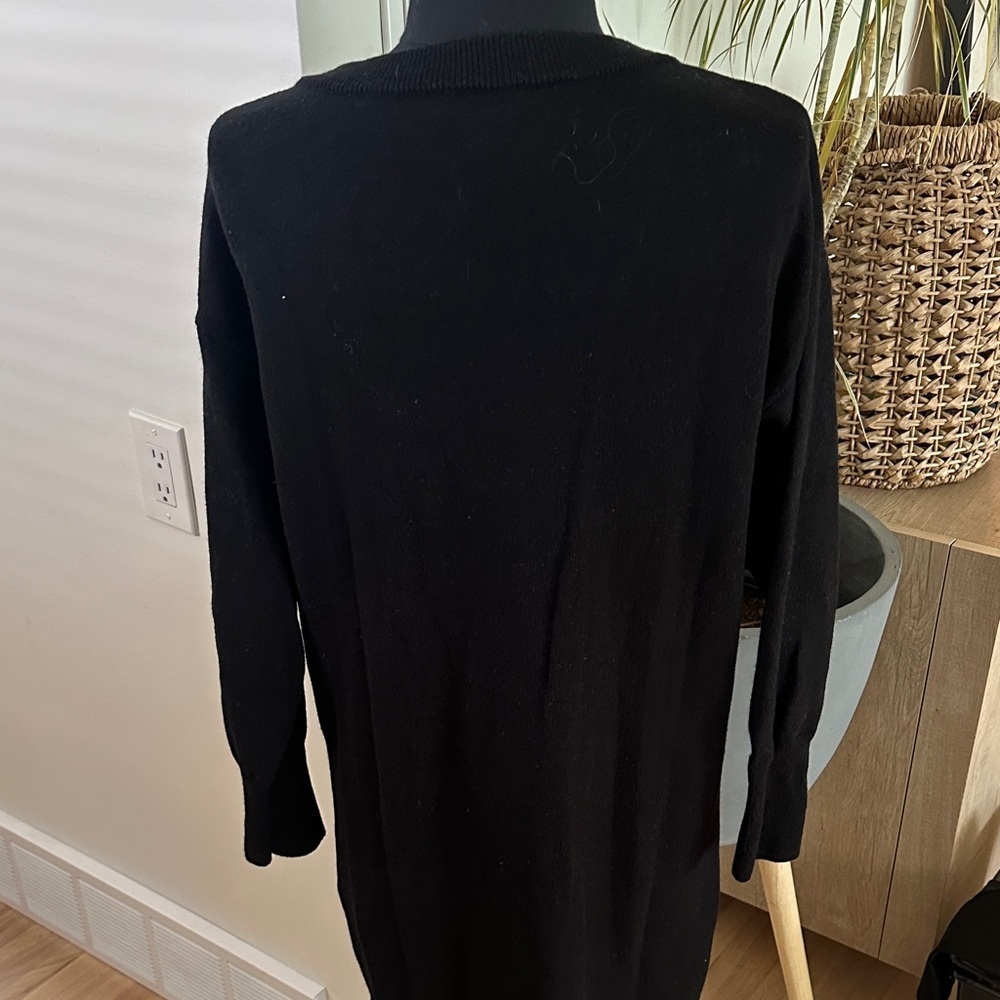 Wilfred by Aritzia Cyprie Black V-Neck Merino Wool Dress with Slit - Size Small - Picture 7 of 11